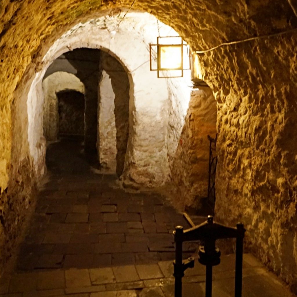 One of the exhibition halls in Pharmacy museum in Lviv is a dungeon