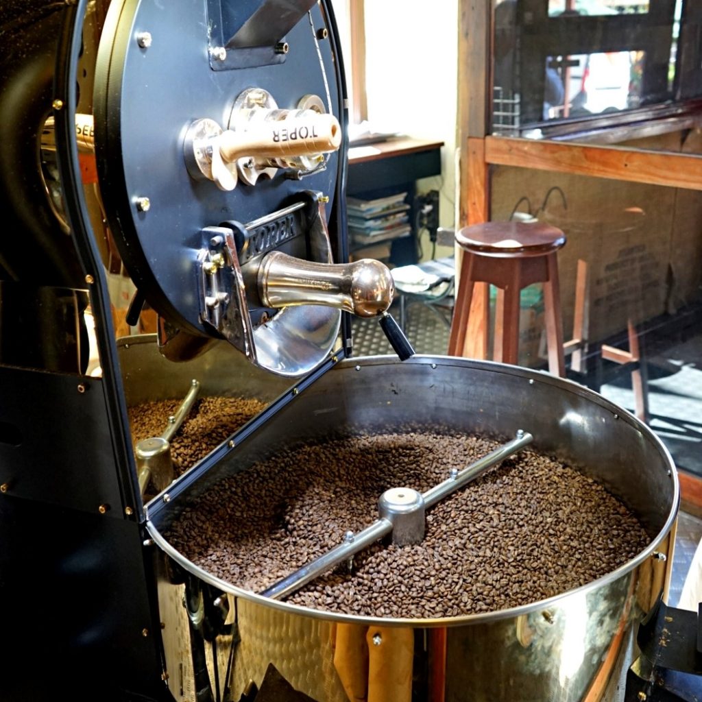 The coffee roasting machine in Lviv coffee museum 