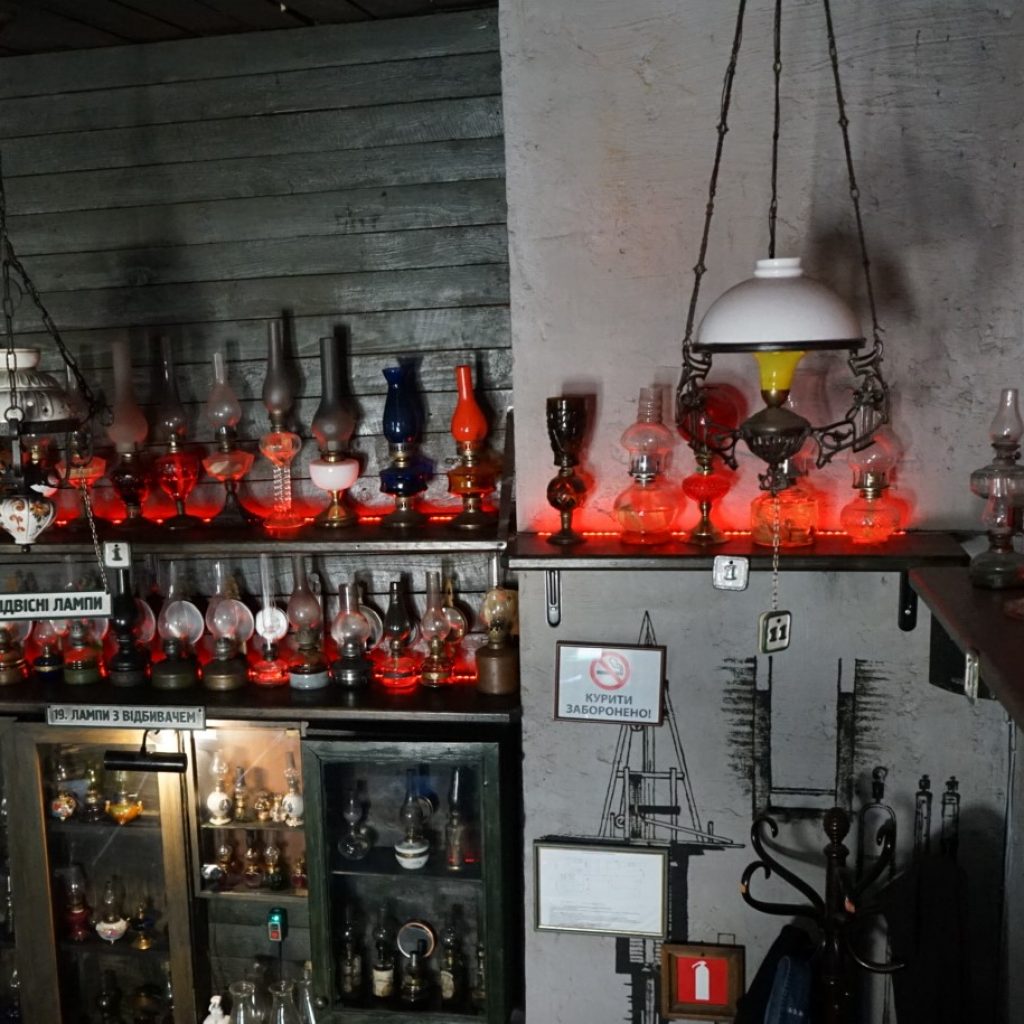 The collection of the kerosene lamps  in the restaurant Gas Lamp