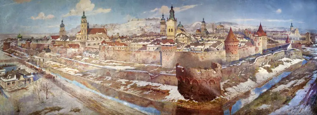 The painting of Lviv with the river Poltva, 1929