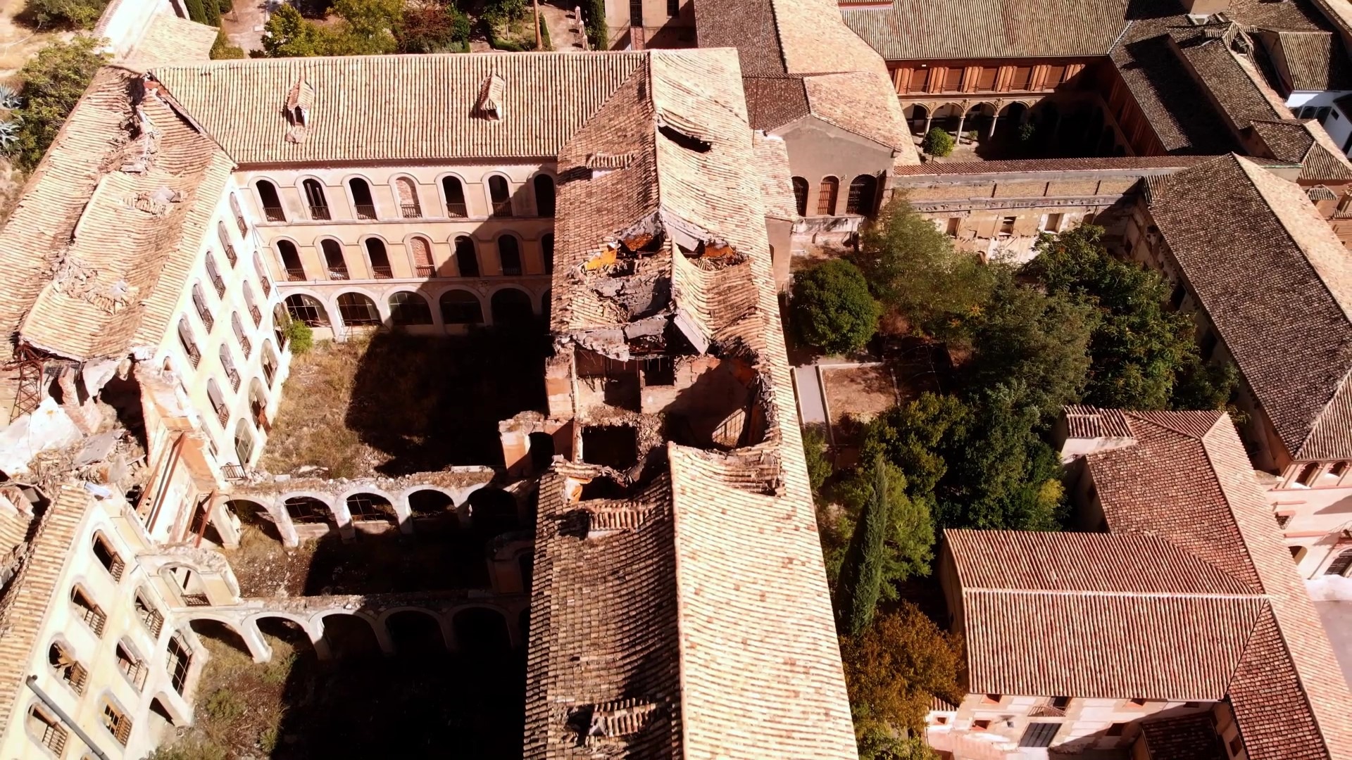 The destroyed part of the Sacromonte Abbey in Granada