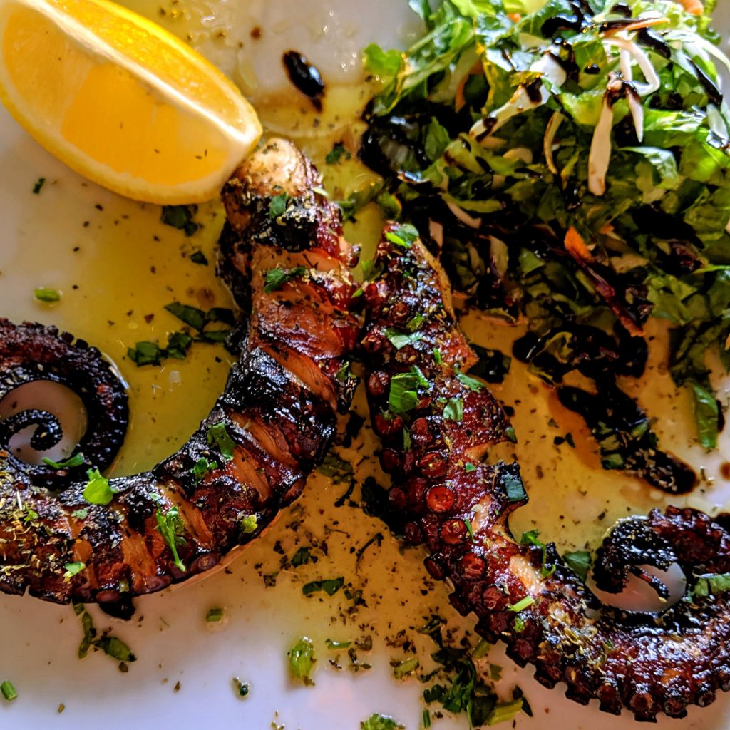 The grilled octopus from the Aroma restaurant