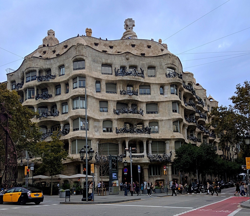 Casa Mila in Barcelona, Spain. The Facade