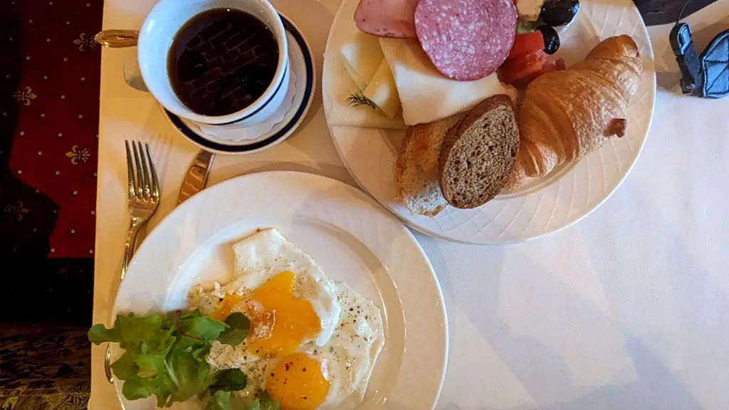 The breakfast at Swiss Hotel in Lviv