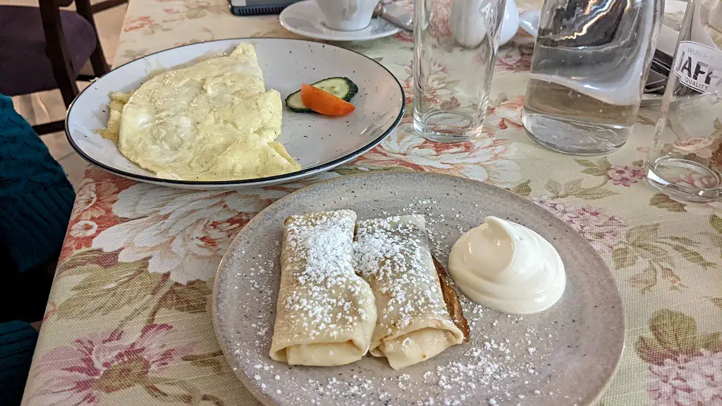 Ukrainian breakfast at the hotel in Myukachevo